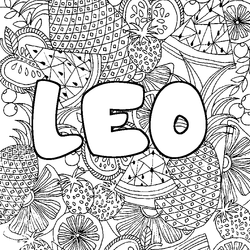Coloraci&oacute;n del nombre LEO - decorado mandala de frutas