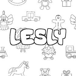 Coloraci&oacute;n del nombre LESLY - decorado juguetes