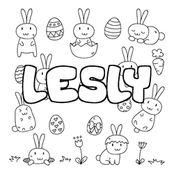 Coloraci&oacute;n del nombre LESLY - decorado Pascua