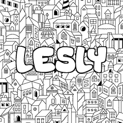 Coloraci&oacute;n del nombre LESLY - decorado ciudad