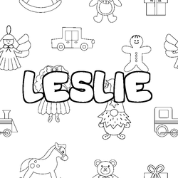Coloraci&oacute;n del nombre LESLIE - decorado juguetes