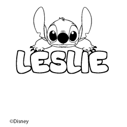Coloraci&oacute;n del nombre LESLIE - decorado Stitch