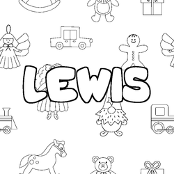 Coloraci&oacute;n del nombre LEWIS - decorado juguetes