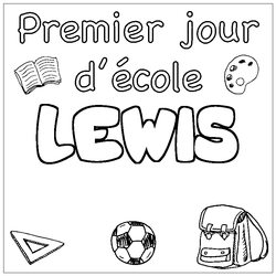 Coloraci&oacute;n del nombre LEWIS - decorado primer d&iacute;a de escuela