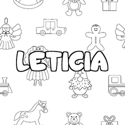 Coloraci&oacute;n del nombre LETICIA - decorado juguetes
