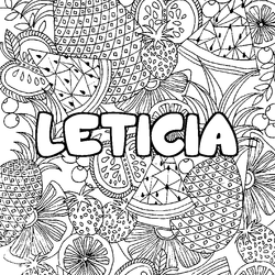 Coloraci&oacute;n del nombre LETICIA - decorado mandala de frutas