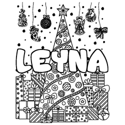 Coloraci&oacute;n del nombre LEYNA - decorado &aacute;rbol de Navidad y regalos
