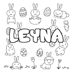 Coloraci&oacute;n del nombre LEYNA - decorado Pascua