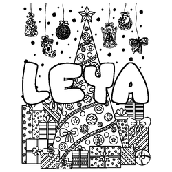 Coloraci&oacute;n del nombre LEYA - decorado &aacute;rbol de Navidad y regalos