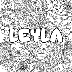 Coloraci&oacute;n del nombre LEYLA - decorado mandala de frutas