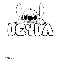 Coloraci&oacute;n del nombre LEYLA - decorado Stitch