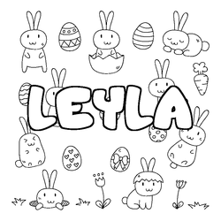 Coloraci&oacute;n del nombre LEYLA - decorado Pascua