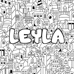 Coloraci&oacute;n del nombre LEYLA - decorado ciudad