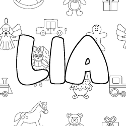 Coloraci&oacute;n del nombre LIA - decorado juguetes