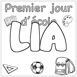 Coloraci&oacute;n del nombre LIA - decorado primer d&iacute;a de escuela