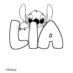 Coloraci&oacute;n del nombre LIA - decorado Stitch