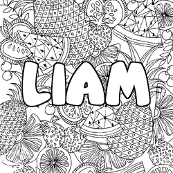 Coloraci&oacute;n del nombre LIAM - decorado mandala de frutas