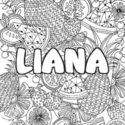 Coloraci&oacute;n del nombre LIANA - decorado mandala de frutas