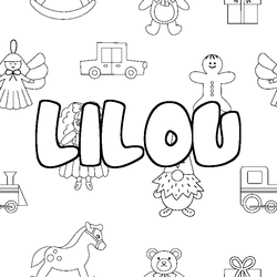 Coloraci&oacute;n del nombre LILOU - decorado juguetes