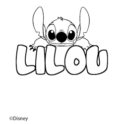 Coloraci&oacute;n del nombre LILOU - decorado Stitch