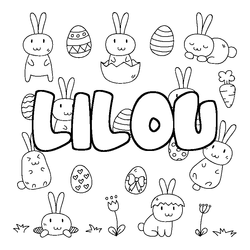 Coloraci&oacute;n del nombre LILOU - decorado Pascua