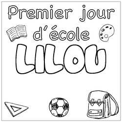 Coloraci&oacute;n del nombre LILOU - decorado primer d&iacute;a de escuela