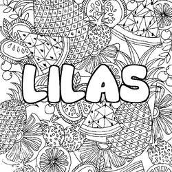 Coloraci&oacute;n del nombre LILAS - decorado mandala de frutas