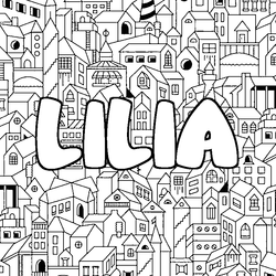 Coloraci&oacute;n del nombre LILIA - decorado ciudad