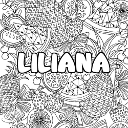 Coloraci&oacute;n del nombre LILIANA - decorado mandala de frutas