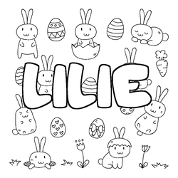 Coloraci&oacute;n del nombre LILIE - decorado Pascua