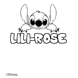 Coloraci&oacute;n del nombre LILI-ROSE - decorado Stitch