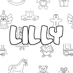 Coloraci&oacute;n del nombre LILLY - decorado juguetes