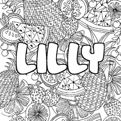 Coloraci&oacute;n del nombre LILLY - decorado mandala de frutas