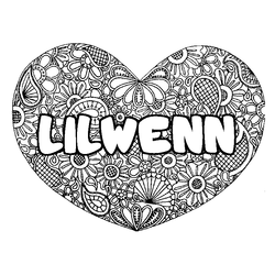 Coloraci&oacute;n del nombre LILWENN - decorado mandala de coraz&oacute;n