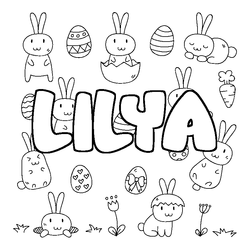 Coloraci&oacute;n del nombre LILYA - decorado Pascua