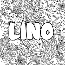 Coloraci&oacute;n del nombre LINO - decorado mandala de frutas