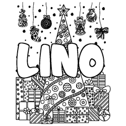 Coloraci&oacute;n del nombre LINO - decorado &aacute;rbol de Navidad y regalos
