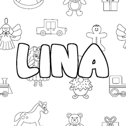 Coloraci&oacute;n del nombre LINA - decorado juguetes