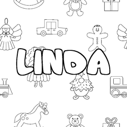 Coloraci&oacute;n del nombre LINDA - decorado juguetes
