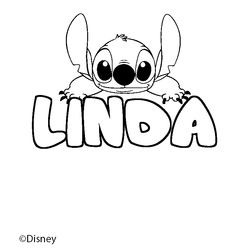 Coloraci&oacute;n del nombre LINDA - decorado Stitch