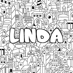 Coloraci&oacute;n del nombre LINDA - decorado ciudad