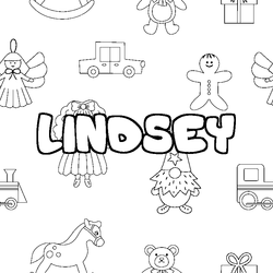 Coloraci&oacute;n del nombre LINDSEY - decorado juguetes