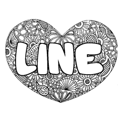 Coloraci&oacute;n del nombre LINE - decorado mandala de coraz&oacute;n