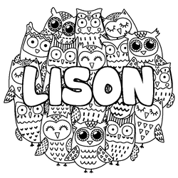 Coloraci&oacute;n del nombre LISON - decorado b&uacute;hos