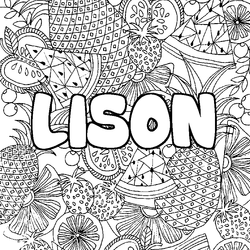 Coloraci&oacute;n del nombre LISON - decorado mandala de frutas