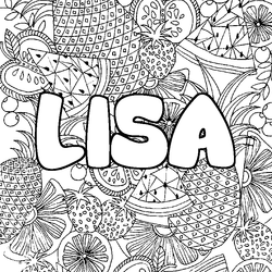 Coloraci&oacute;n del nombre LISA - decorado mandala de frutas