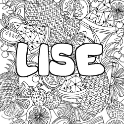 Coloraci&oacute;n del nombre LISE - decorado mandala de frutas