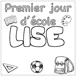 Coloraci&oacute;n del nombre LISE - decorado primer d&iacute;a de escuela