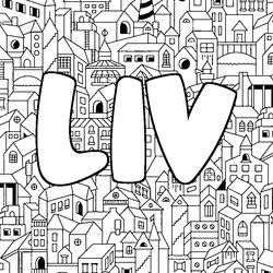 Coloraci&oacute;n del nombre LIV - decorado ciudad