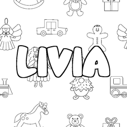 Coloraci&oacute;n del nombre LIVIA - decorado juguetes
